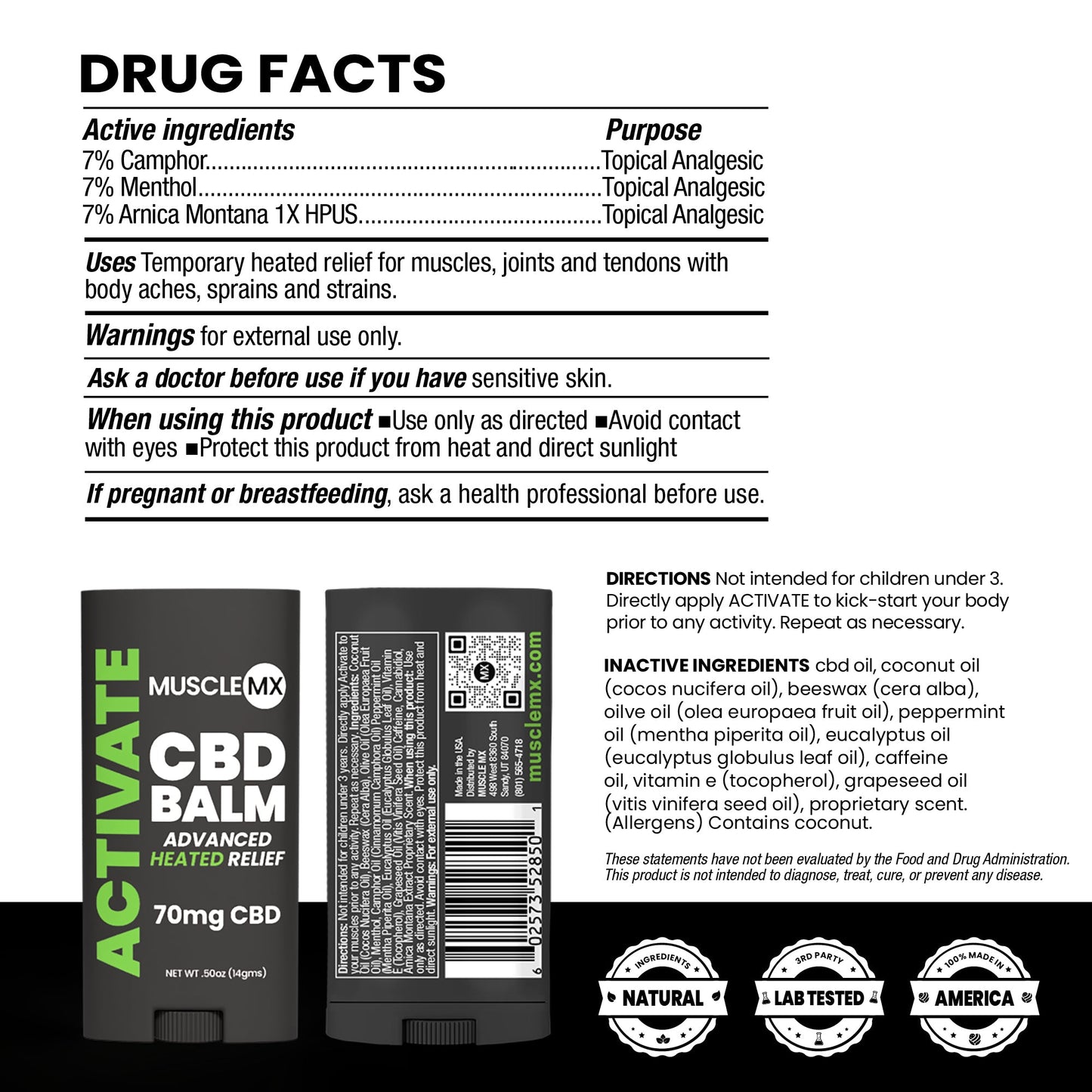 Activate Heating CBD Balm 70 MG